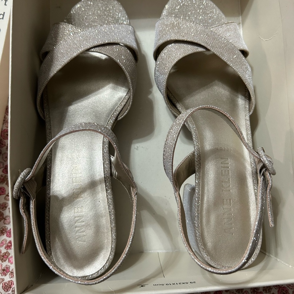 Anne Klein Shimmering Silver Sandals